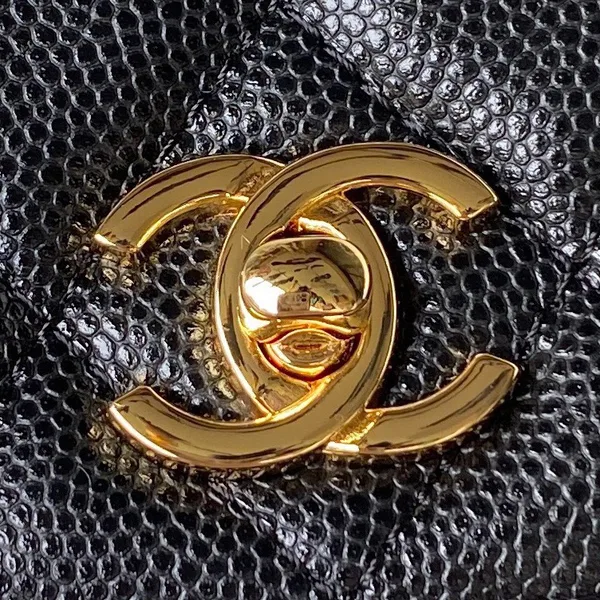 Chanel Handle Bag Lumpy Skin Handbags Black With Lock Gold 19 cm product view 8