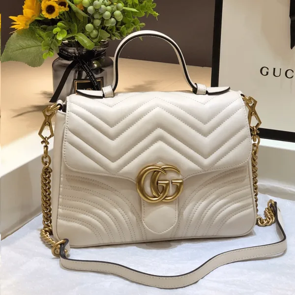 Gucci Marmont Top Handle Handbag White 27 cm product photo