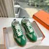 Hermès Women Green Suede Canvas Sneakers product view 3