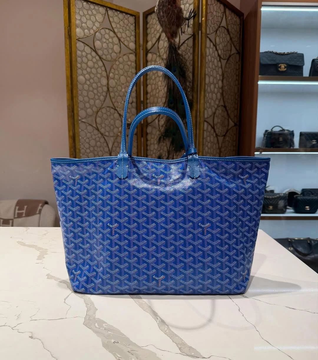Goyard Anjou PM Reversible Tote Bag in Blue Goyardine product view 5