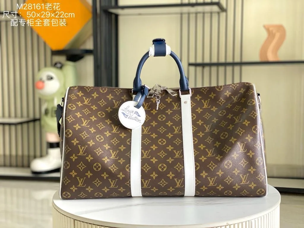 Louis Vuitton Monogram Travel Bag with Blue Handles, 50 x 29 x 22 cm product view 1