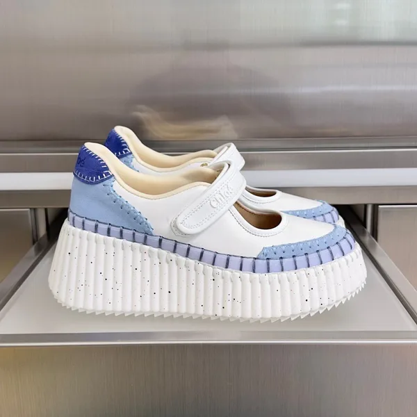 Chloé Nama wedge sneakers in Ashes Blue and white product photo