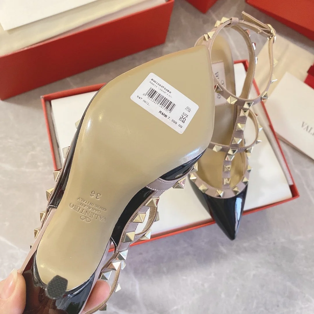 Valentino Women Black Patent Leather Studded Heels product view 2