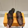 Louis Vuitton Women Brown Leather Monogram Mules — Black Strap Detail product view 4