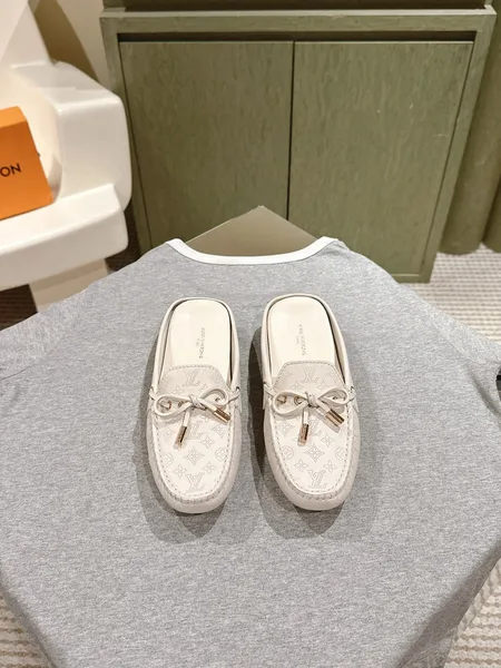 Louis Vuitton Women White Leather Mules product photo