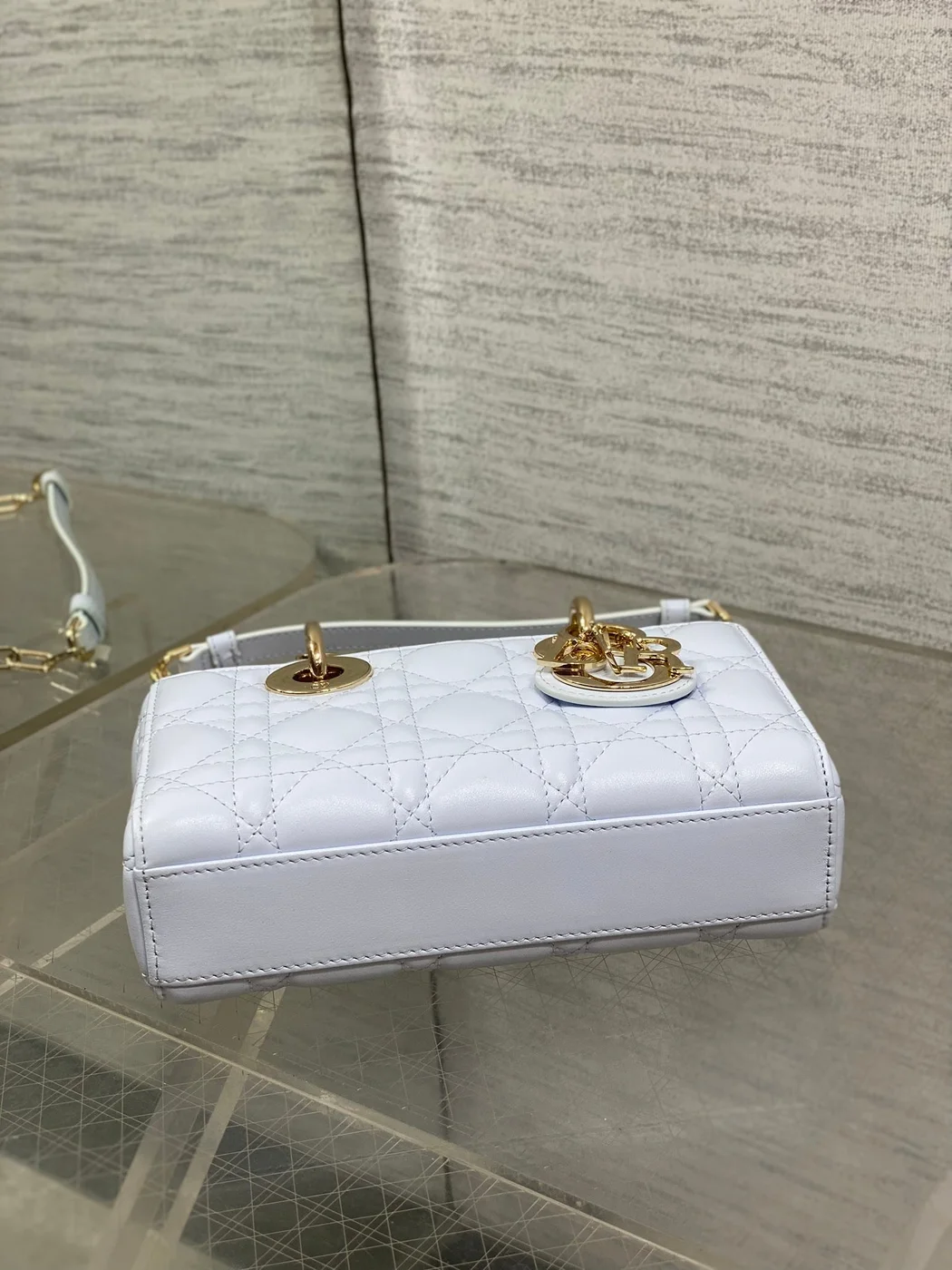 Dior Small Lady D‑Joy Bag 19 In Light Blue Gold Hardware product view 6