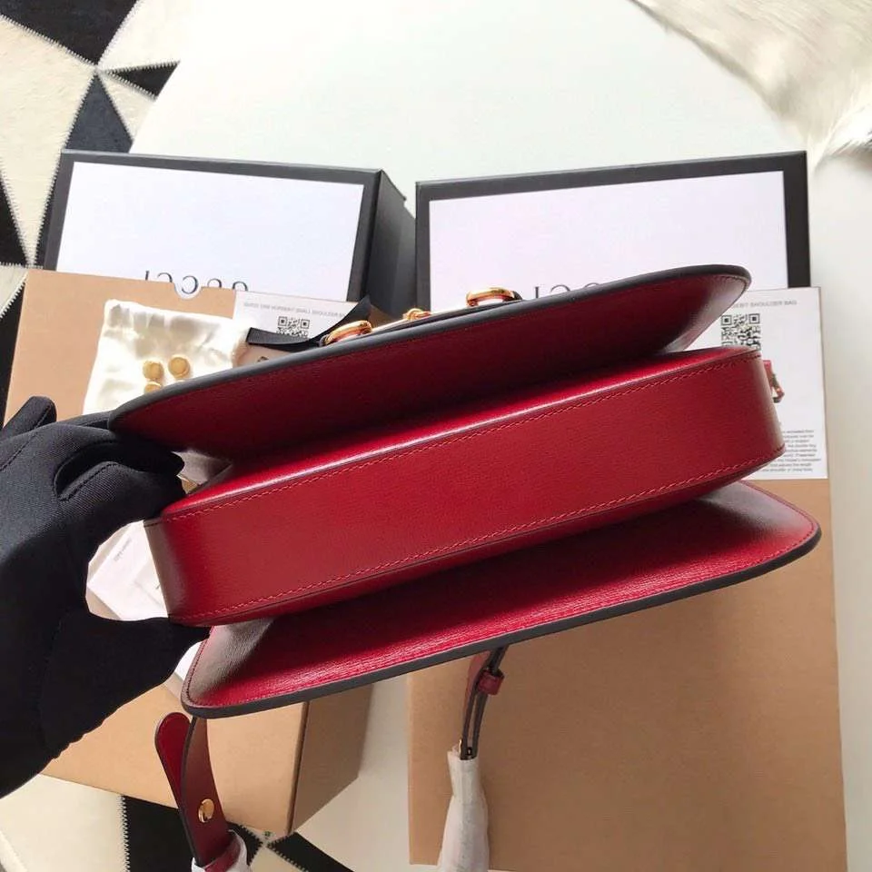 Gucci 1955 Horsebit Women’s Handbag Smooth Red Leather 25 cm product view 3