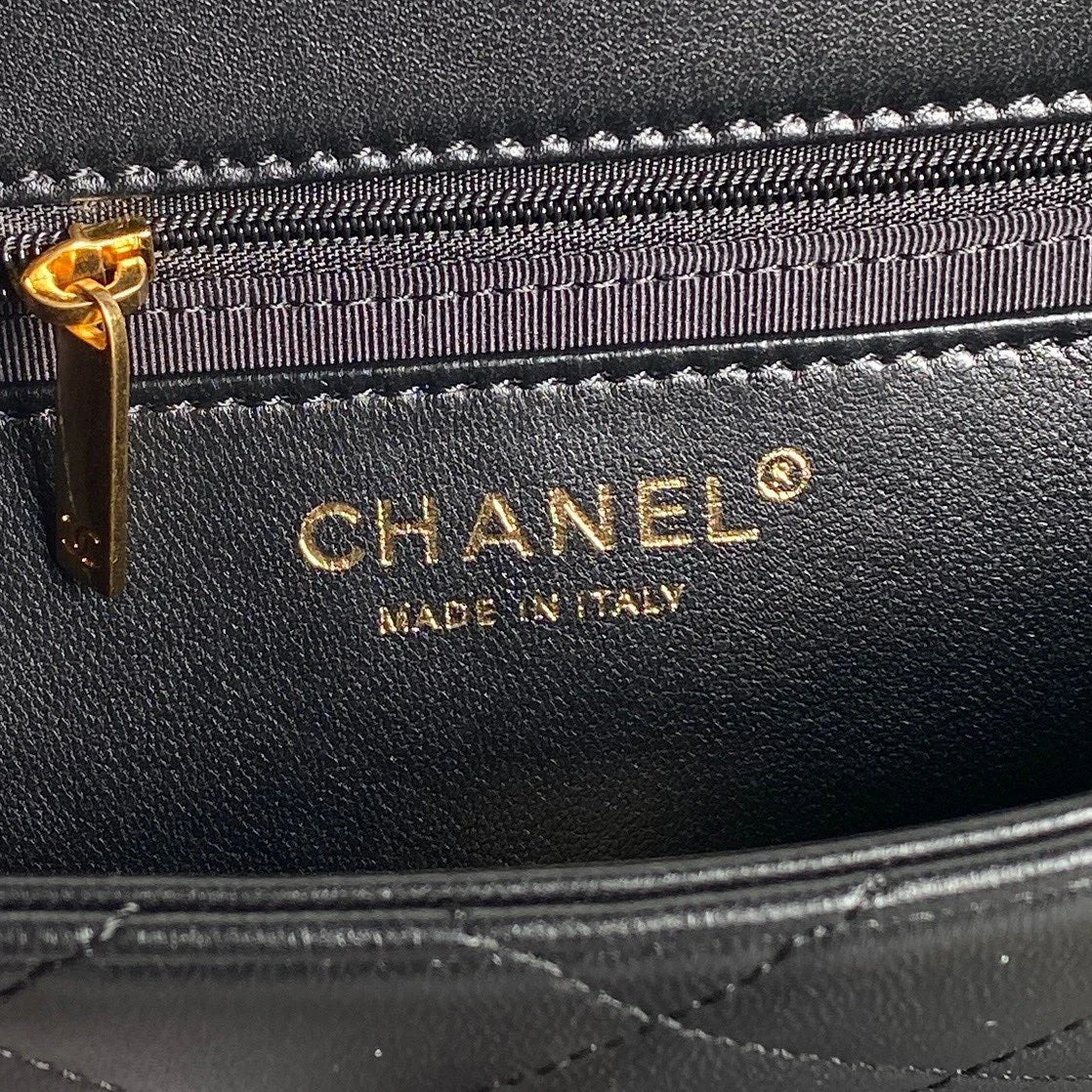 Chanel Medium Flap Bag 26 In Black Calfskin Gold Double C Thick Chain product view 2
