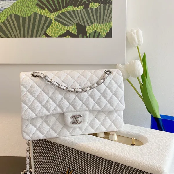 Chanel Classic Flap White with Silver Hardware – 25 cm product photo