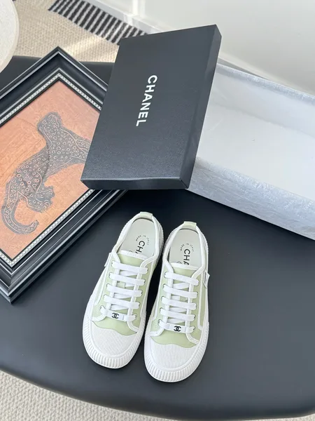 Chanel Women Light Green Canvas Sneakers product photo