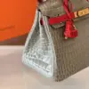 Hermès Birkin Crocodile Leather Gray and Red Custom Made Bag product view 4