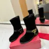 Valentino Women Black Suede Strap Boots — Ankle Height product view 3