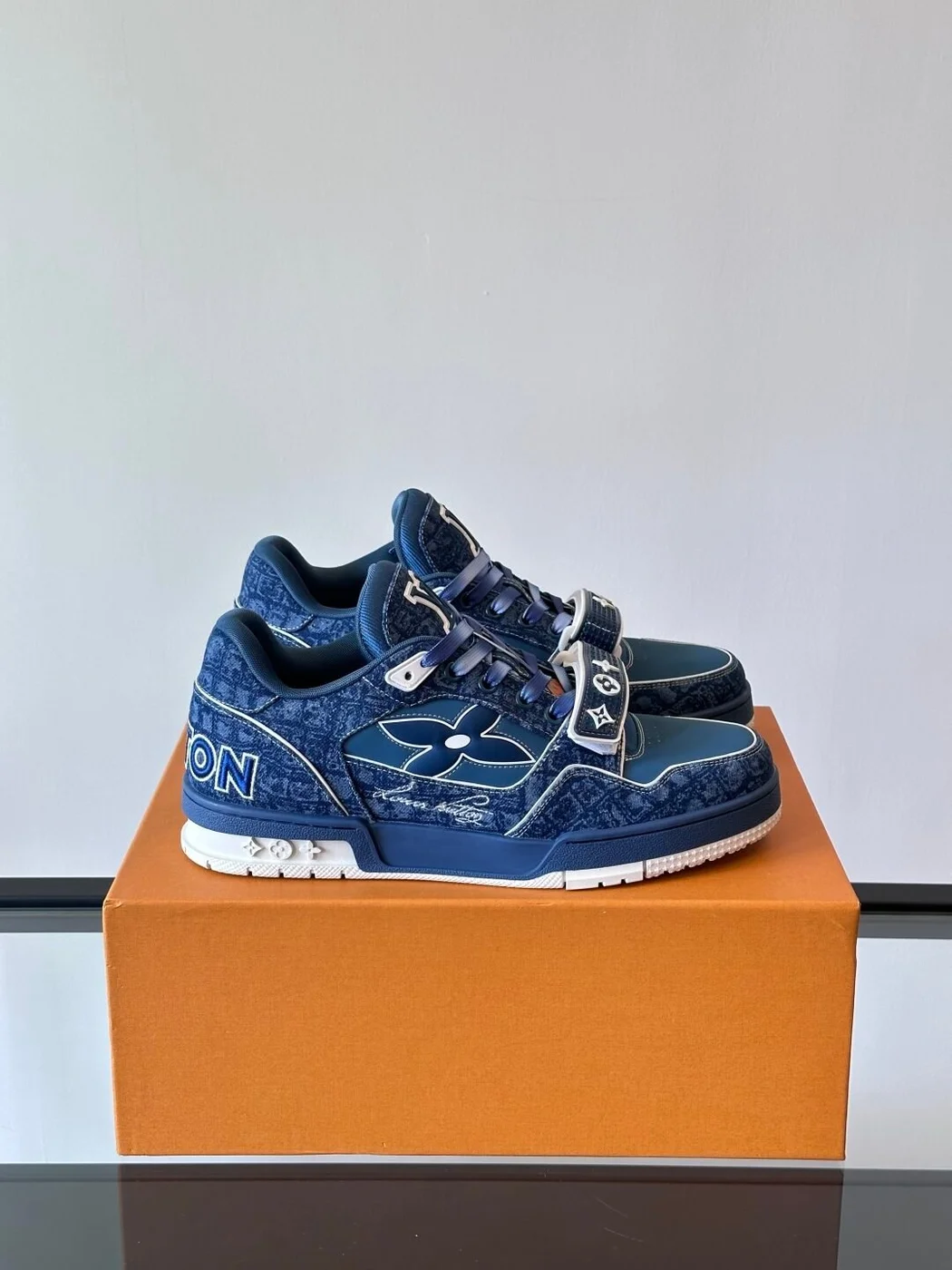 Louis Vuitton Men Navy Denim Sneakers product view 1