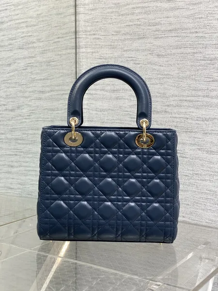 Dior Medium Lady Bag 24 In Deep Ocean Blue Gold Hardware product view 2