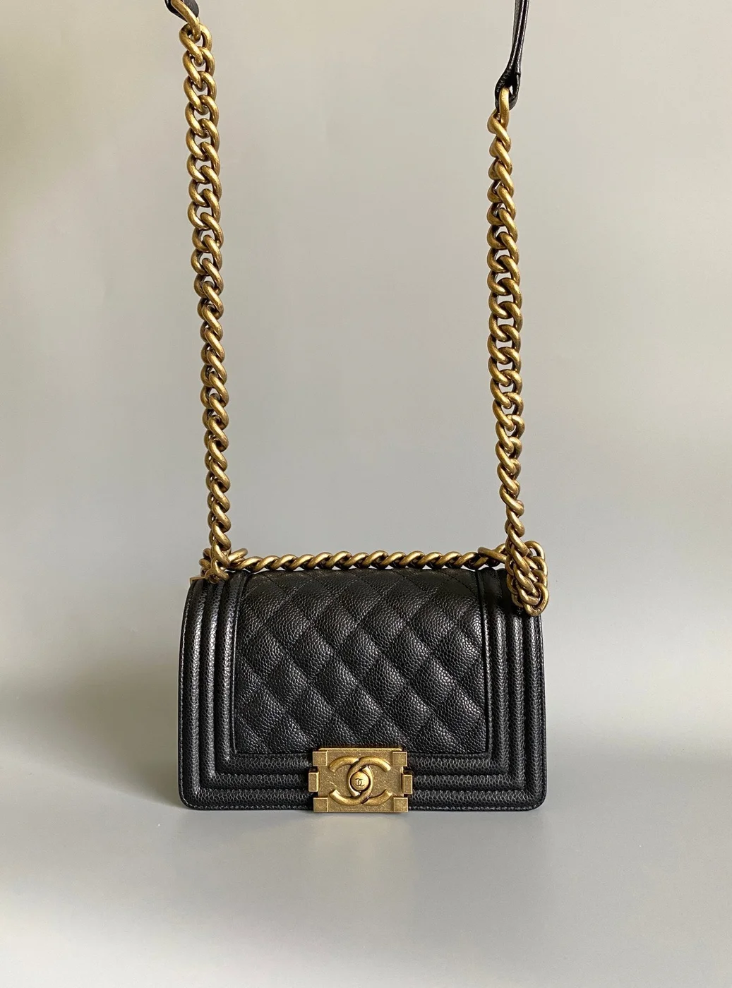 Chanel Small Boy Bag 20 In Black Lambskin Gold Hardware product view 2
