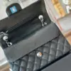 Chanel Classic Handbags Woman’s Black Leather Lock Silver 23 cm product view 6