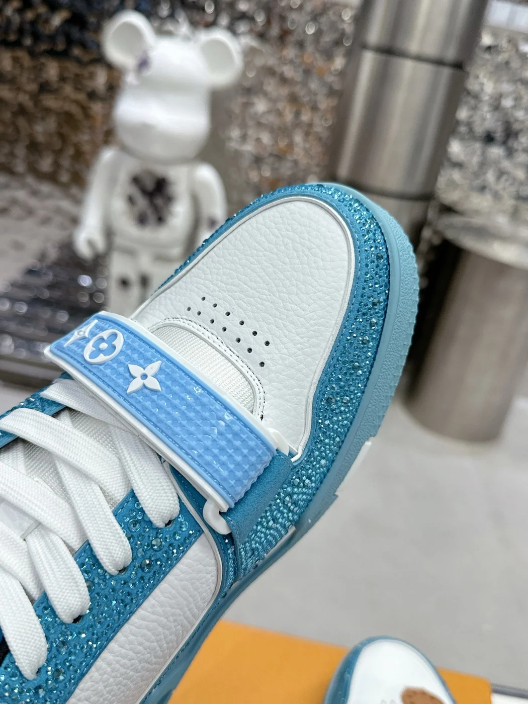 Louis Vuitton Women Sneakers — White and Turquoise Blue product view 5