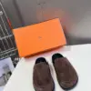 Hermès Women Brown Suede Slippers product view 1