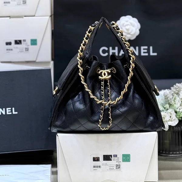 Chanel 25 Handbag In Black 30 Grained Calfskin Gold Hardware product photo