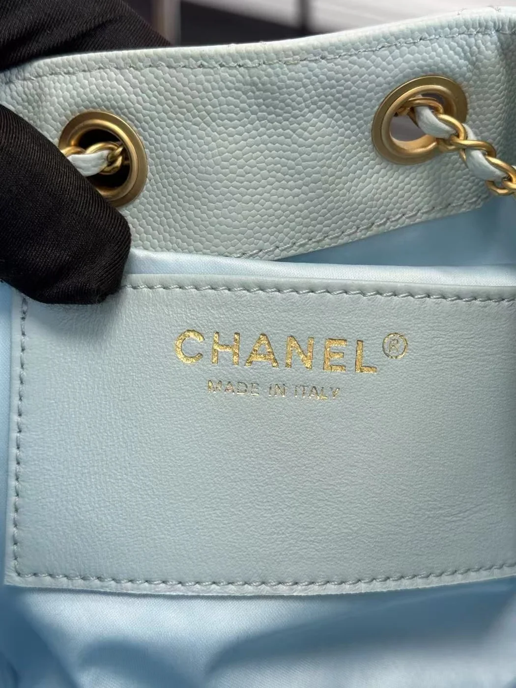 Chanel 25 Handbag 30 In Lgith Blue Cavier Gold Hardware product view 7
