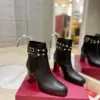 Valentino Women Black Leather Studded Ankle Boots — Studded Cuff product view 1