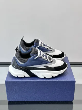 Dior B22 sneakers in blue technical mesh and silver-tone smooth calfskin product photo