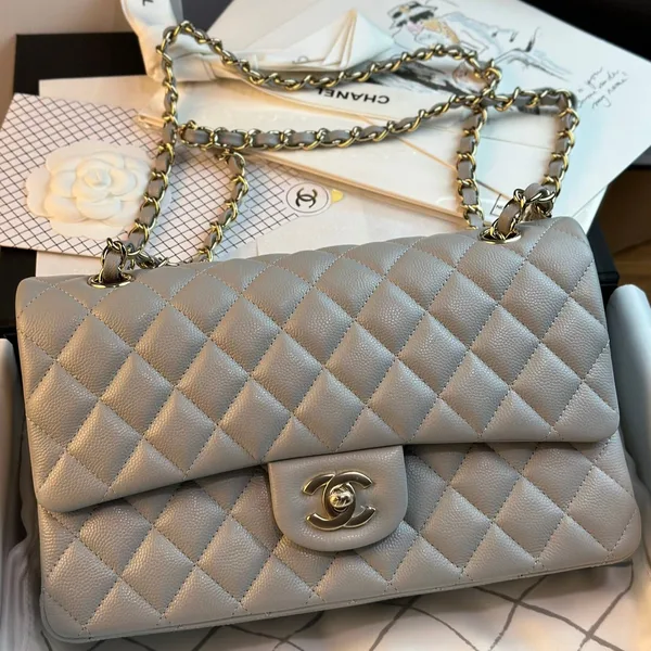 Chanel Flap Bag 25 cm Gold Hardware Grey Caviar product photo