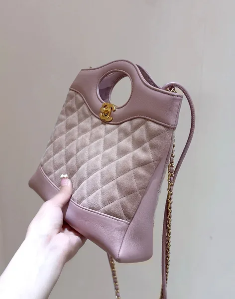 Chanel Calfskin Suede Quilted Mini 31 Shopping Bag — Mauve product view 3