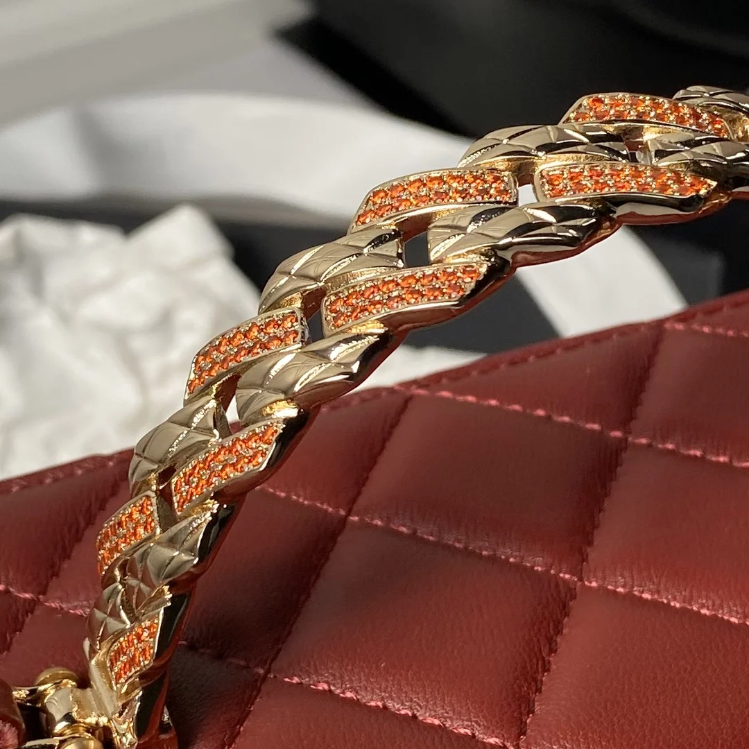 Chanel 22B Small Quilted Top-Handle Flap Bag — Burgundy product view 4
