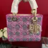 Dior Lady Bag Metallic Calfskin & Satin with Rose Des Vent product view 1