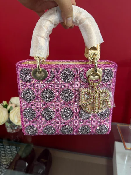 Dior Lady Bag Metallic Calfskin & Satin with Rose Des Vent product photo