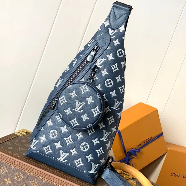 Louis Vuitton Duo Crossbag Bag 42 In Blue And White Monogram Shadow Cowhide product photo
