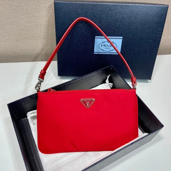 Prada Shoulder Bag 24 With Triangle Logo In Passion Red Re-Nylon Fabric product photo