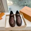 Louis Vuitton Women Brown Checkered Leather Loafers product view 1