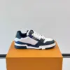 Louis Vuitton Men White And Navy Leather Sneakers product view 6