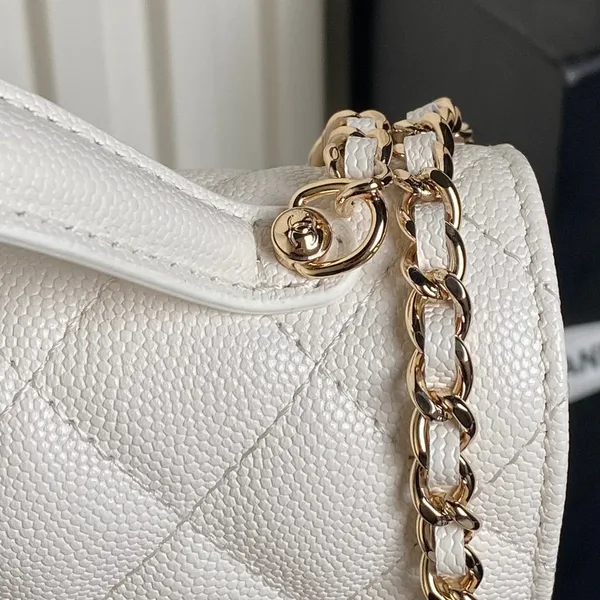 Chanel 25C Flap Bag 18 In White Shiny Grained Calfskin Gold Hardware product view 5