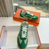 Hermès Women Green Suede Canvas Sneakers product view 4