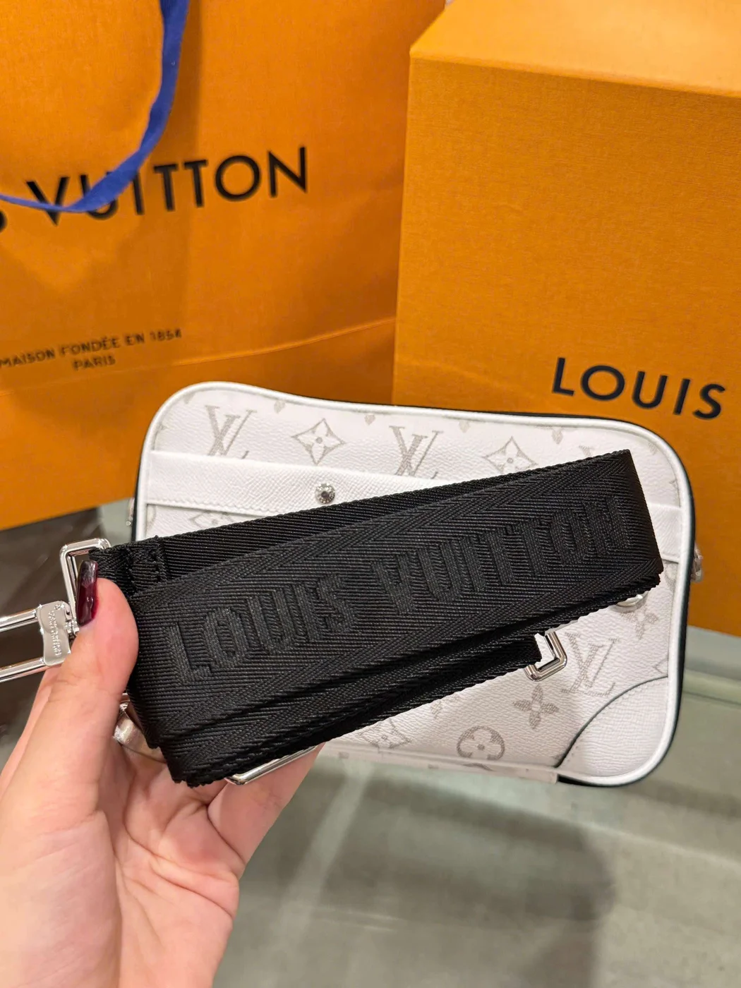 Louis Vuitton Alpha Monogram White Handbag 24x16x8cm product view 6