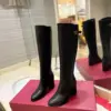 Valentino Women Black Leather Knee High Boots — Upper-Shaft Buckle Detail product view 3