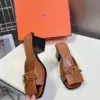 Hermès Women Brown Leather Heels — Open-Toe Buckle Style product view 5