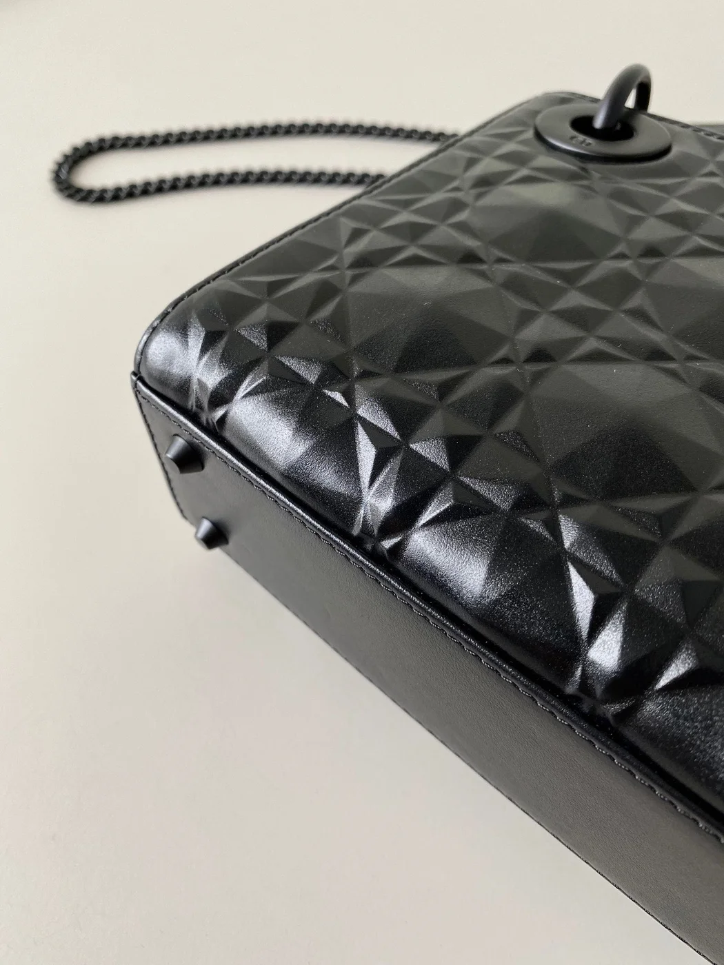 Dior Lady Matte Women’s Handbag Black Diamond Pattern 17 cm product view 7