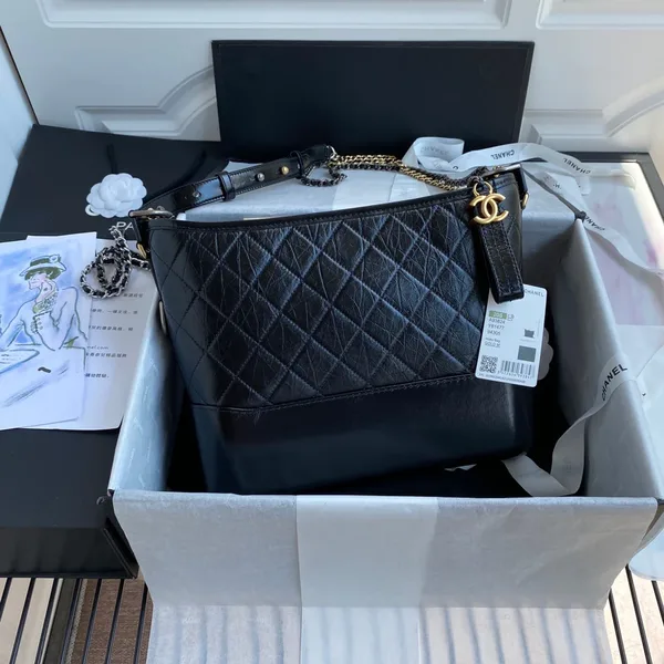 Chanel Gabrielle Medium 28 Hobo Bag In Black Calfskin product photo