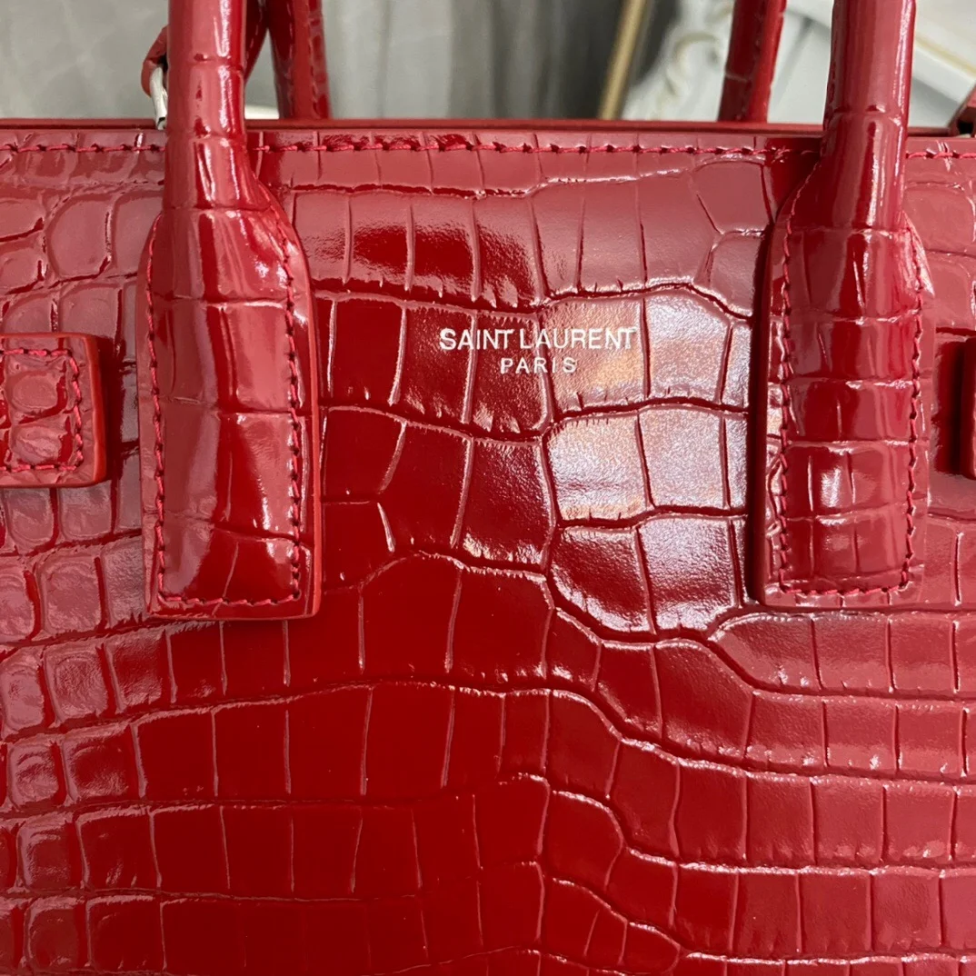Saint Laurent Paris Saint Laurent Red Croc Embossed Leather Nano Classic Sac De Jour Tote product view 5
