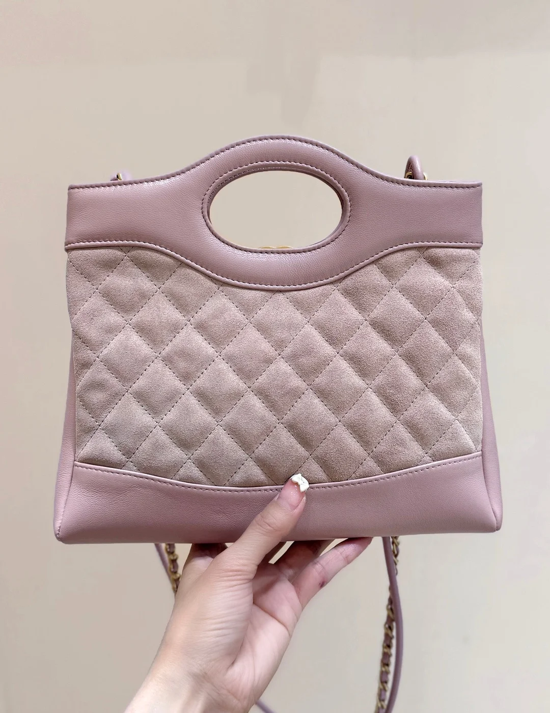 Chanel Calfskin Suede Quilted Mini 31 Shopping Bag — Mauve product view 2