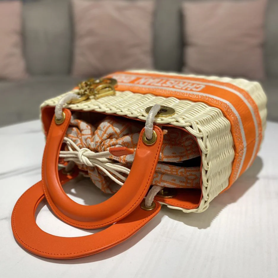 Dior Lady Wicker Bag — Orange Trim product view 4