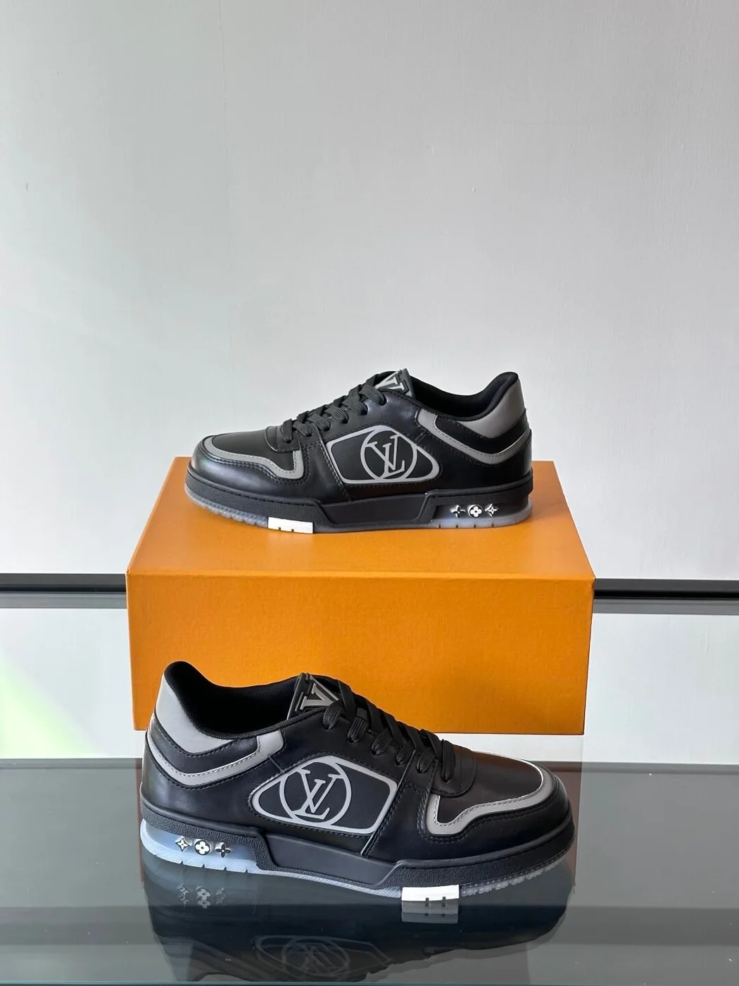 Louis Vuitton Men Sneakers — Black with Oval LV Side Detail product view 4