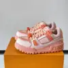 Louis Vuitton Men Leather and Mesh Sneakers — Coral Pink product view 3