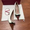 Valentino Women Ivory Leather Brown Patent Heels product view 6