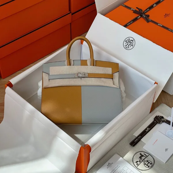 Hermès Birkin 25 Gray/Brown Epsom leather Palladium Hardware Bag product photo