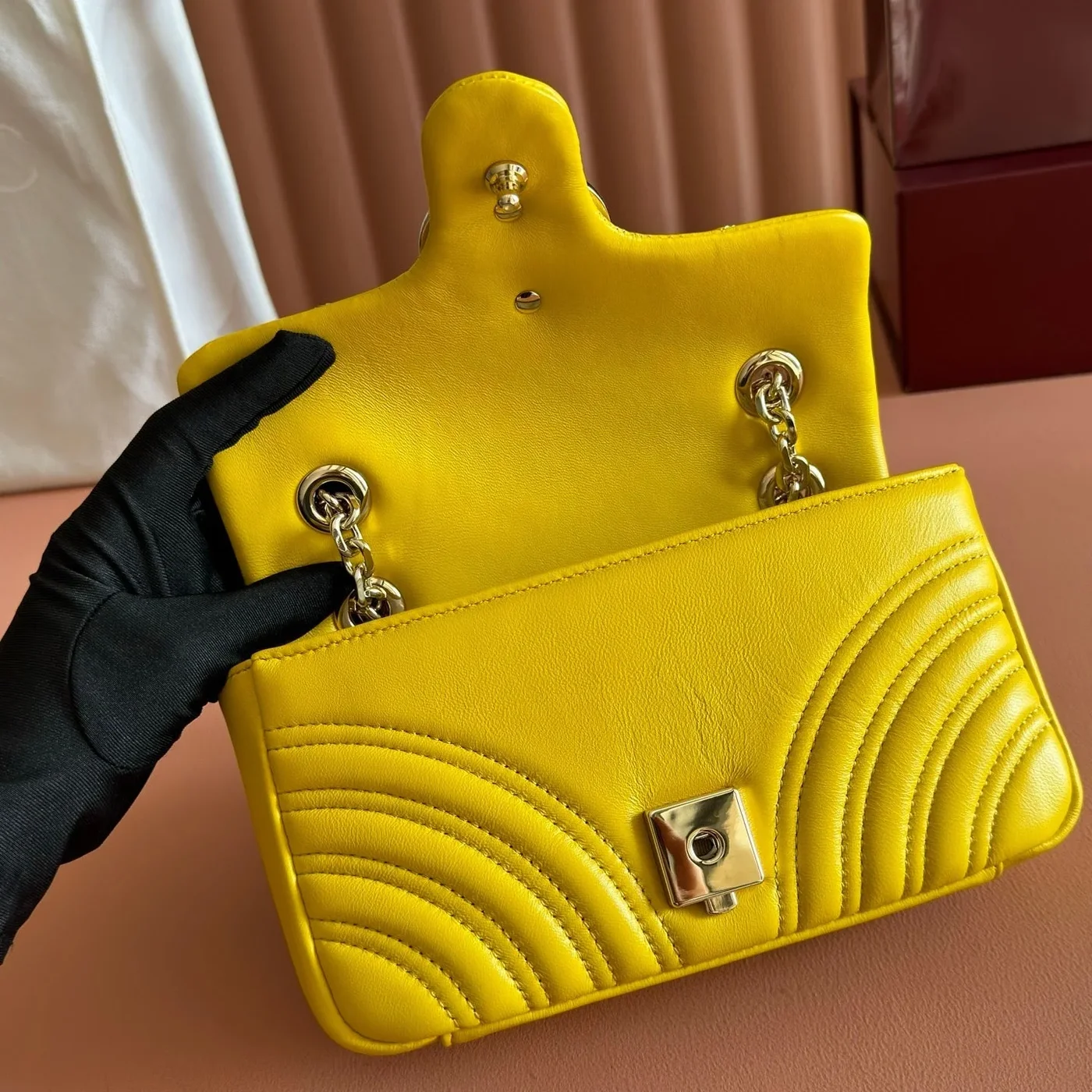 Gucci GG Marmont Bag 22 In Yellow Lambskin product view 6